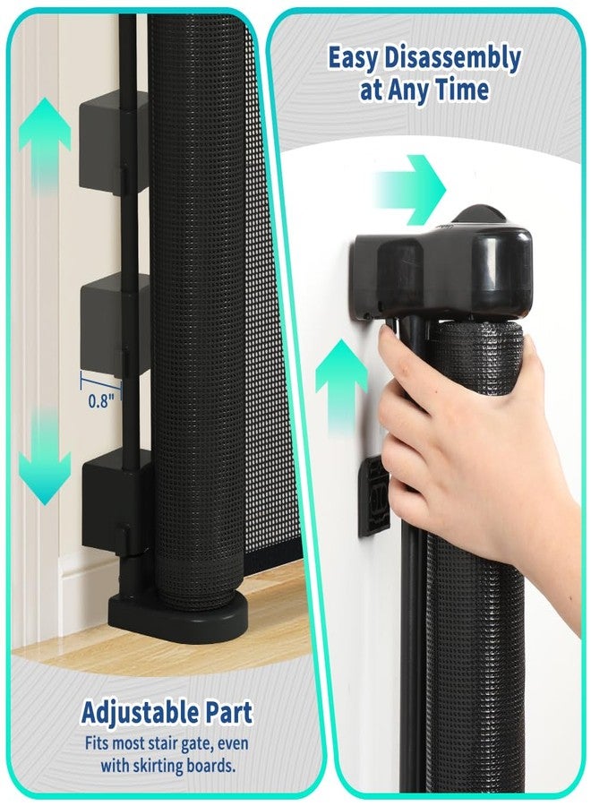 AGESISI Retractable Baby Gate Extra Wide, 118” Wide x 41” Tall Mesh Dog Gates for Stairs & Doorways, Pet Dog Fences One-Hand Operation Child Safety Gate for Indoor or Outdoor, Easy Installation, Black - Image 4